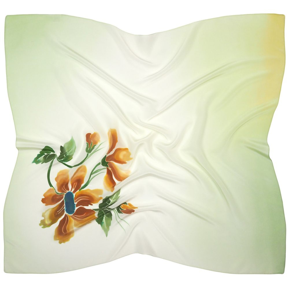 Apaszka jedwabna r�cznie malowana w kwiaty 89x82cm AM-1061